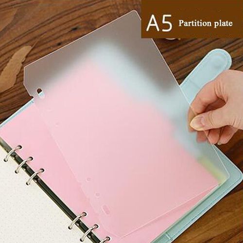 Panneau De Séparation De Page Intérieure En Pvc, 5 Pièces/Lot, Mat Transparent A5 A6 Pour Carnet De Notes À Feuilles Mobiles, Fournitures De Bureau Et Scolaires