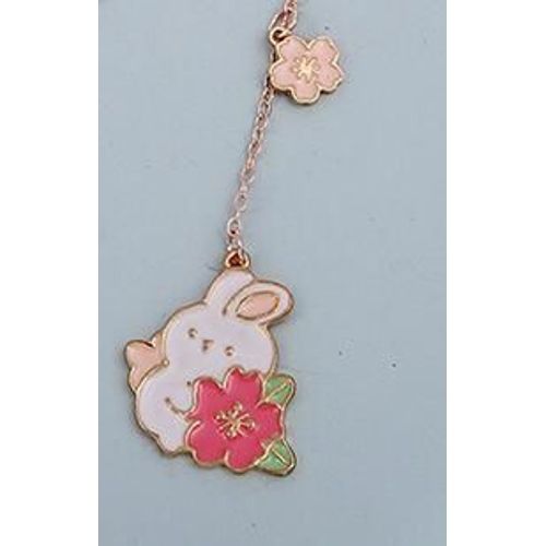 Marque-Page Pendentif En Chaîne Métallique, Kawaii Lapin Chat Et Sakura, Marqueur De Page, Fournitures De Papeterie Scolaire Et De Bureau Pour Étudiants