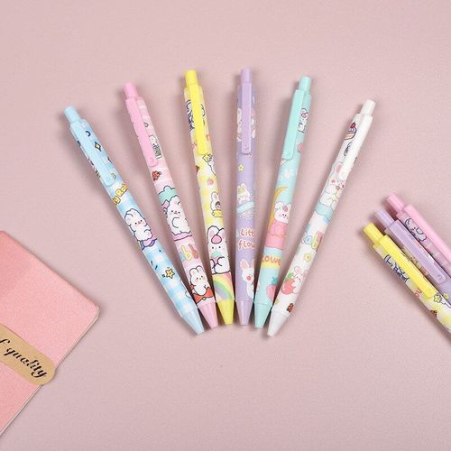 Stylo À Encre Noire Lapin Arc-En-Ciel, 3x, Stylo À Bille, 0.5mm, Papeterie Scolaire Pour Étudiants