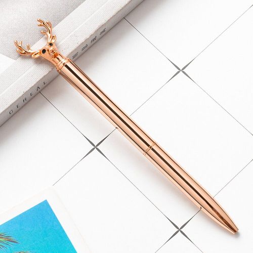Stylo À Bille En Forme De Tête De Cerf, Luxueux, Unique, Créatif, Mignon, Animal, Design De Noël, Pour Garçons Et Filles, Papeterie Scolaire Et De Bureau
