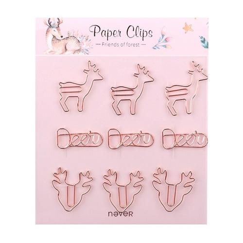 Pince À Papier En Métal En Forme De Tête De Cerf, Accessoire De Papeterie, Mignon, Dessin Animé, Elk, Rose, Or, Fournitures De Bureau, Cadeau Du Nouvel An