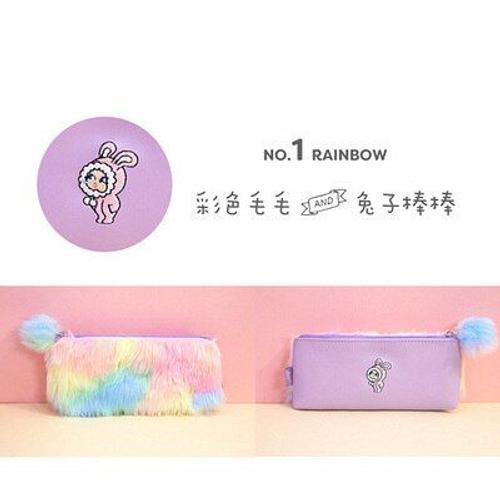 Étui À Crayons En Peluche Lapin Arc-En-Ciel Mignon Kawaii, Organisateur De Rangement, Sacs À Stylos, Pochette Pour Boule De Poils De Fille, Sac À Crayons, Fournitures Scolaires De Papeterie