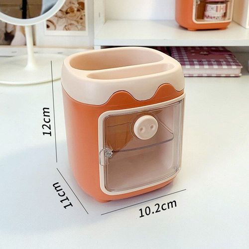 Porte-Stylo Cochon Multi-Grille, Boîte De Rangement Créative, Mignon Multifonctionnel Avec Grille Pour Étudiant, Boîte De Papeterie De Bureau En Forme De C¿Ur Pour Fille