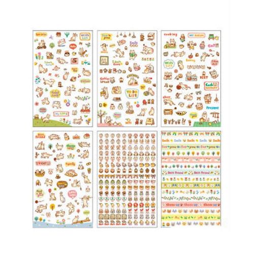 Autocollants De Décoration Animal Chat Dessin Animé, Étiquette Autocollante Mignonne, Papeterie Cadeau Pour Enfants, Fournitures Scolaires Et De Bureau, Vente En Gros, 6 Pièces/Ensemble