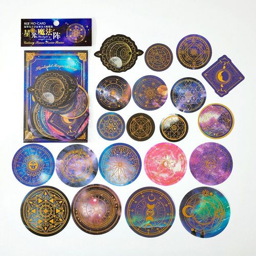 Autocollants Séries Bronzage De L'univers Rétro, Étiquette Scrapbooking Décorative, Cercle Magique Vintage, Papeterie Pour Journal Intime, Planificateur D'art, 30 Pièces