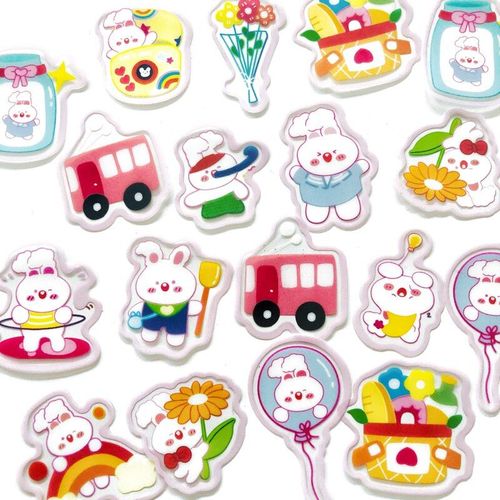 Autocollants Décoratifs Lapin Heureux, Étiquette Adorable, Pour Manuel, Livre D'histoire Pour Enfants, Diy Bricolage, 40 Pièces/Paquet