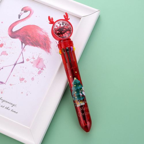 Stylo À Bille De Noël, Paillettes, Cerf, Vieil Homme, À Huile, 10 Couleurs, Pour Carnet De Notes, Cadeau Pour Étudiant