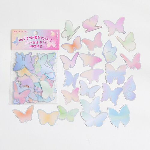 Autocollant Laser Argent Chaud En Pet, Étiquette Kawaii Série Du Monde Étincelant, Animal Papillon Mignon Pour Décoration De Journal Intime, Diy Bricolage, 46 Pièces/72 Pièces