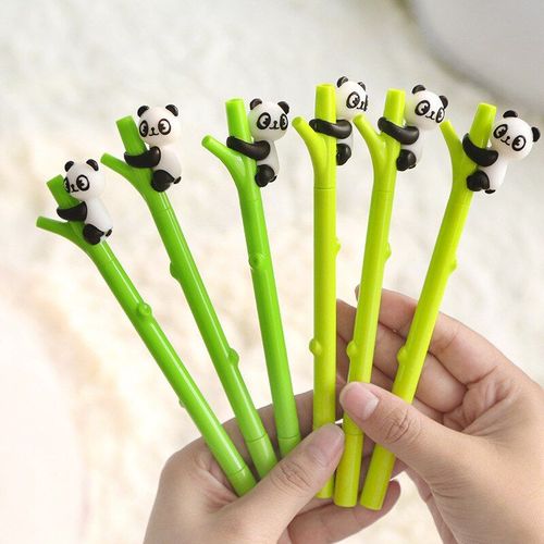Stylo À Gel En Plastique, 0.5mm, 1 Pièce, Créatif Mignon Dessin Animé Panda, Bambou, Encre Noire, Signature, Papeterie Fournitures Scolaires Et De Bureau