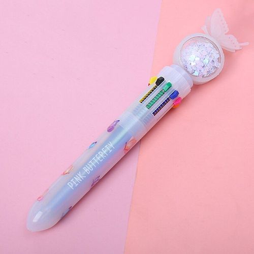 Stylo À Bille En Plastique 10 Couleurs, 1 Pièce, Stylo À Bille Créatif Dessin Animé Papillon, Papeterie De Bureau, Cadeau Pour Étudiants, Fournitures Scolaires, Vente En Gros