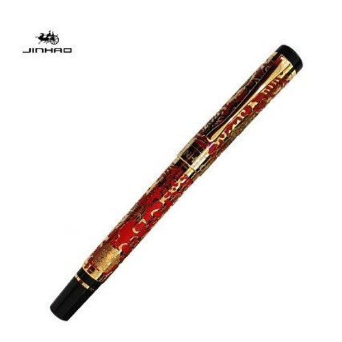 Stylo À Bille En Métal Luxueux, Vintage, Belle Texture De Dragon Sculptée, Encre Noire Et Dorée, Pour Le Bureau, 5000