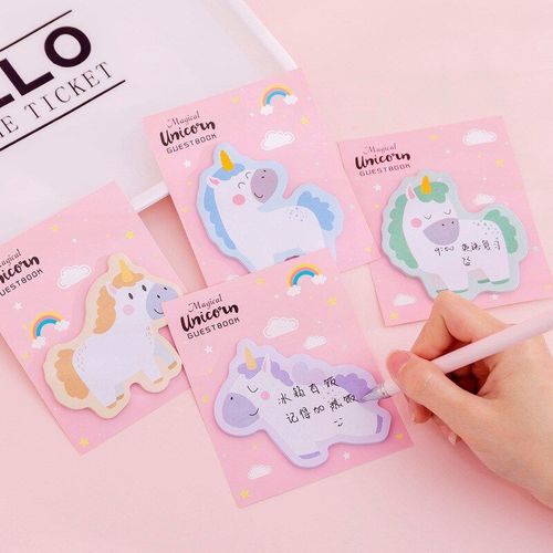 Bloc-Notes Auto-Adhésif Rose Kawaii, Fille, Licorne En Forme De C¿Ur, Bloc-Notes Adhésif N Times, Signet, Fournitures De Papeterie Scolaires Et De Bureau