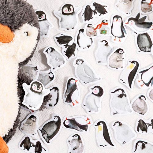 Ensemble D'autocollants Pingouin Kawaii, Étiquette Adhésive Décorative, Animaux De Dessin Animé, Pour Agenda, Scrapbook, 46 Pièces/Paquet