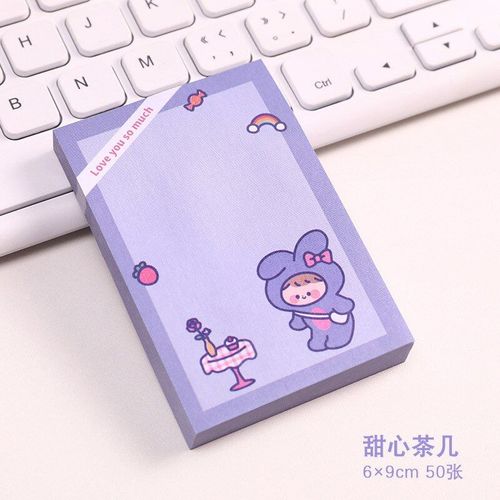 Bloc-Notes Adhésif Lapin Ours, Étiquette Autocollante Dessin Animé Mignon Kawaii, Bloc-Notes, Papeterie Pour Étudiants Et Bureau, 50 Feuilles
