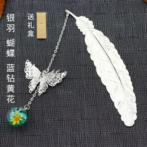 Marque-Page En Métal Avec Plume Et Papillon, 1 Pièce, Design Rétro Vintage, Créatif, Papeterie Fournitures Scolaires, Cadeau Promotionnel