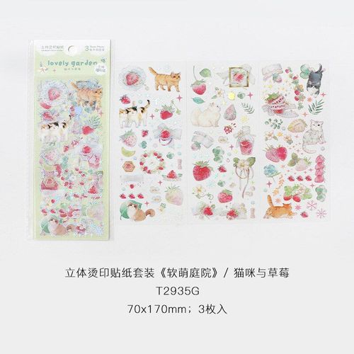 Pack D'autocollants Décoratifs En Forme De Lapin, Étiquette Scrapbook, Motifs Animaux, Fraises, Chat, Chien, Lapin, Pour Planificateur, Calendrier, Cadeaux, Décoration, 3 Pièces