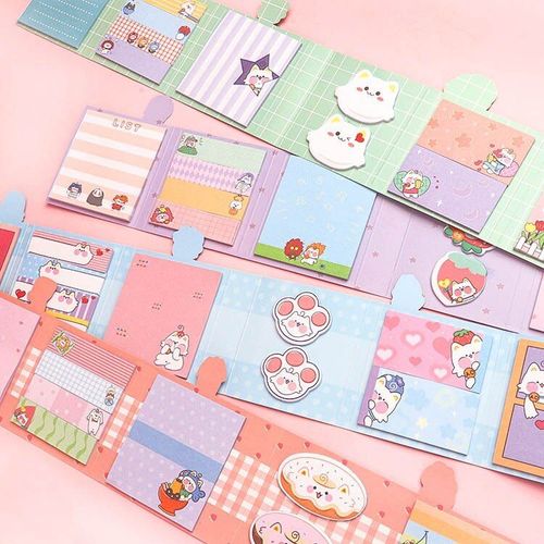 Bloc-Notes Adhésif Chat 6, Mignon Dessin Animé, Laser Pliant, Bloc-Notes, Papeterie Flocons Pour Journal Intime, Scrapbook Décoratif Kawaii N Times