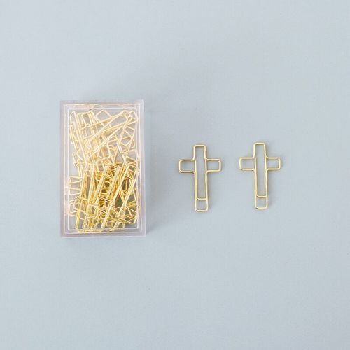 Pinces à papier en forme de Crucifix en métal doré, 20 pièces/boîte, idéales pour les collectionneurs de trombones ou les cadeaux religieux