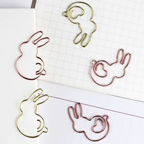 Trombone En Forme De Petit Lapin, Clip Or, Signet, Reliure, Accessoires De Bureau, Clip Patchwork, 8 Pièces/Boîte