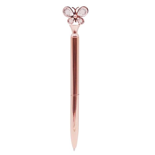 Stylo À Bille Papillon En Cristal 0.7mm, 1 Pièce, Pointe À Bille En Métal, Papeterie De Bureau Pour Étudiant, Stylo D'écriture, Recharge Noire