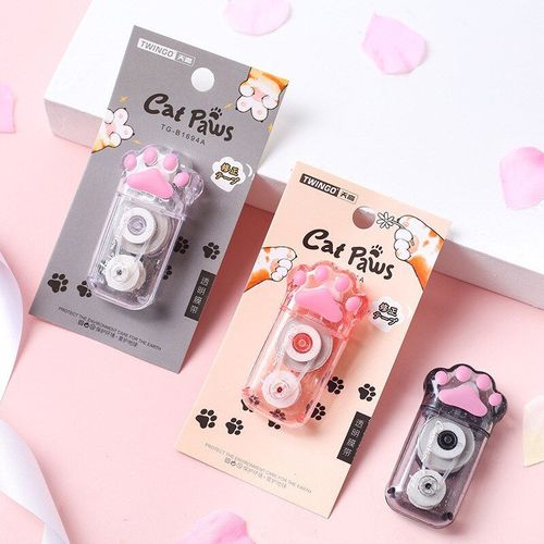 Bande Correctrice Blanche Patte De Chat Kawaii, Fournitures Scolaires Et De Bureau Transparentes, Rose Et Noir, Papeterie De Prix Pour Étudiant 6m X 5mm