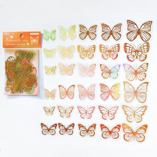 Autocollants Décoratifs Papillon Étoile Rêve, Étiquette Laser Rétro En Pvc, Paquet De 30 Pièces, Scrapbook Planificateur Calendrier Cadeaux Journal
