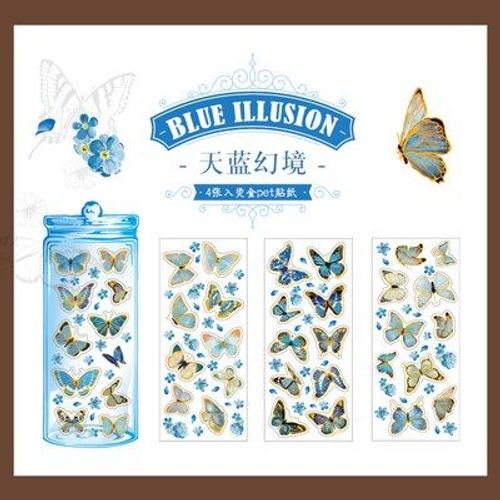Autocollant Séries Papillon Pour Estampage À Chaud, Étiquette Décorative Rétro, Matériel Pour Bricolage, 4 Feuilles/Paquet
