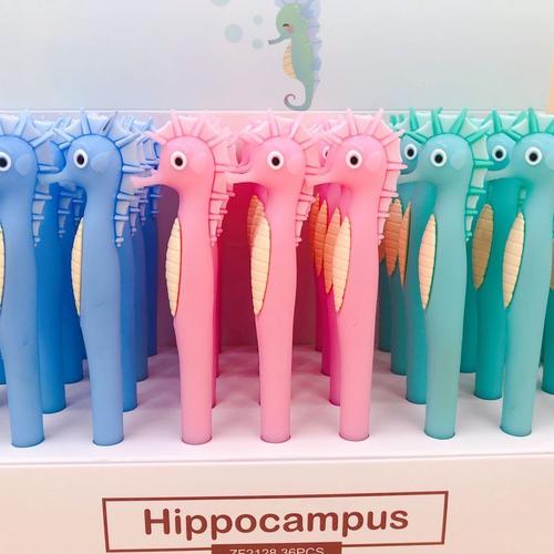 Stylo Gel En Silicone Pour Enfants, 1 Pièce, Mignon, Animal De Dessin Animé, Fournitures Scolaires, Nouveauté, Hippocampe, Stylo D'écriture, Encre Noire, Cadeau