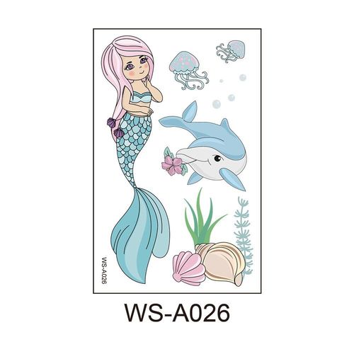 Autocollants De Tatouage Sirène Kawaii, Étiquette De Fête Princesse Dessin Animé Pour Enfants, Papeterie Mignonne