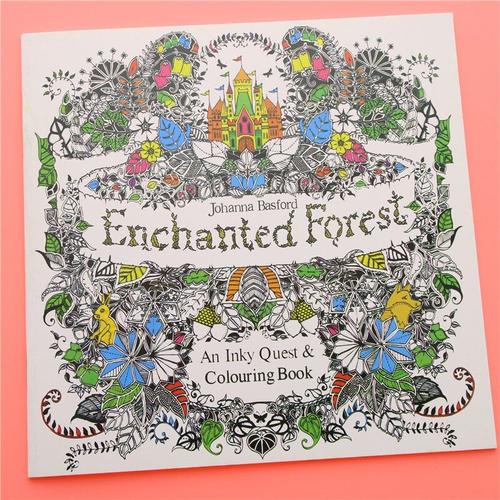 Livre De Coloriage Forêt Enchantée, 24 Pages, Édition Anglaise, Pour Enfants Et Adultes, Anti-Stress, Tuer Le Temps, Peinture, Dessin