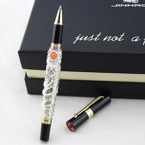 Stylo À Bille Volante Dragon Vintage Avec Recharge D'encre, Gaufrage En Métal De Couleur Dorée Noble, Fournitures Scolaires Et De Bureau