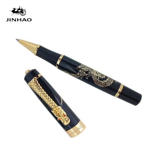 Stylo À Bille Dragon Oriental En Métal, De Luxe, Noir Pur, Avec Motif De Dragon, Livraison Gratuite