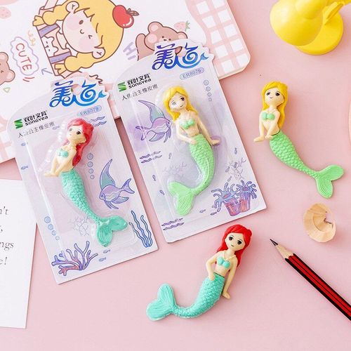 Gommes Créatives Détachables 24 Pièces, Adorables Gommes De Princesse Sirène De Dessin Animé Pour Filles, Papeterie Coréenne Mignonne Fournitures Scolaires