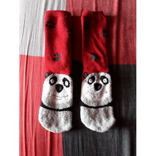 Paire De Chaussettes Anti-Dérapantes Panda Rouge