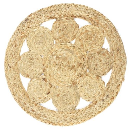 Paris Prix - Set De Table Rond Déco "Jute Ajouré" 35cm Naturel