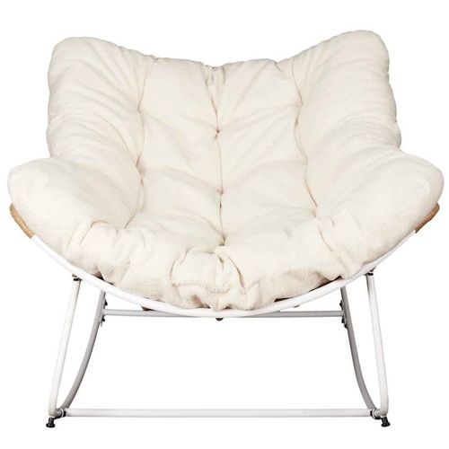 Paris Prix - Fauteuil Design "Odin" 110cm Naturel & Blanc