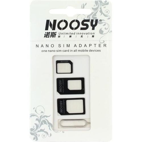 Adaptateur 3 En 1 Noosy Nano Sim, Micro Sim Et Sim Noir