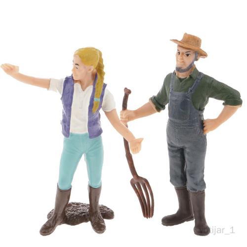 2 Pièces Femmes Et Hommes Agriculteurs Personnes Figurines Scène Accessoires Jouet Collection