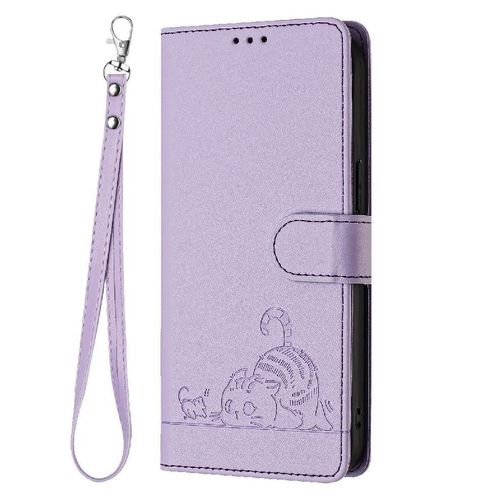 Étui Pour Motorola Moto G Joue 4g 2024 Rfid Chat Portefeuille À Rabot Porte-Fente Pour Carte, - Violet