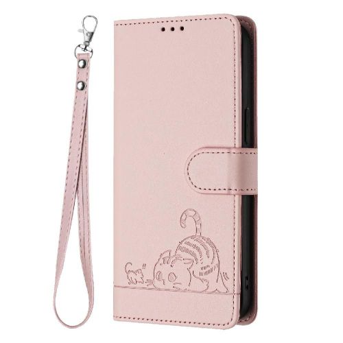 Étui Pour Motorola Moto G Joue 5g 2024 Portefeuille À Rabot Rfid Chat Porte-Fente Pour Carte, - Couleur Rose