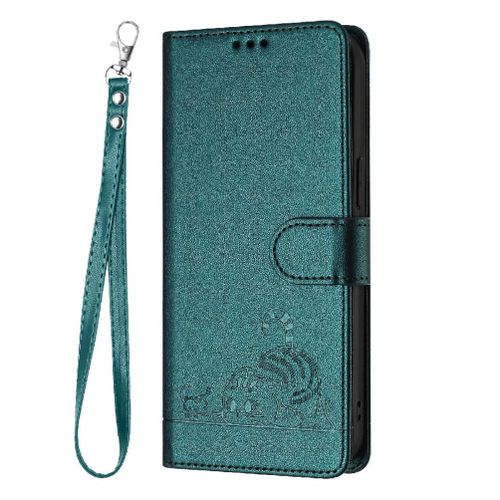 Étui Pour Motorola Moto G Joue 4g 2024 Rfid Chat Portefeuille À Rabot Porte-Fente Pour Carte, - Vert Foncé