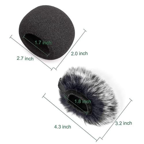 2pcs Microphone Windscreen, Furry Windscreen Muff Wind Cover + Foam Microphone Windscreen Cover For Zoom H1 H1n Mic