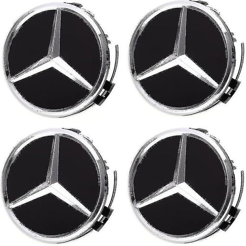 2024 4pcs Enjoliveurs De Centre De Roue Pour Mercedes Benz, 75 Mm / 2,95 Pouces Abs Couvercle De Moyeu De Moyeu De Roue De Voiture (Noir)