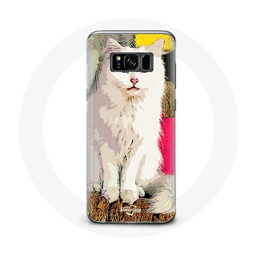 Coque Pour Samsung Galaxy S8 Plus Turc De Van Chat Blanc Aux Yeux Bleu Et Jaune