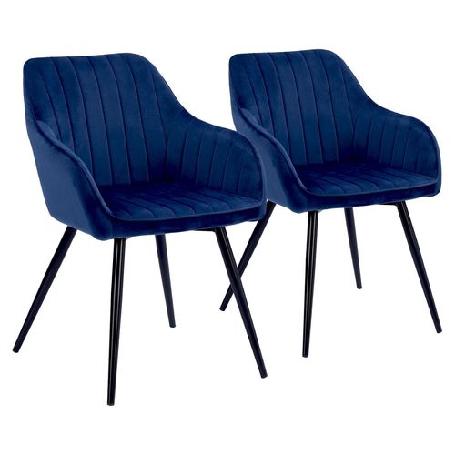 Lot De 2 Chaises En Velours Bertille Bleues