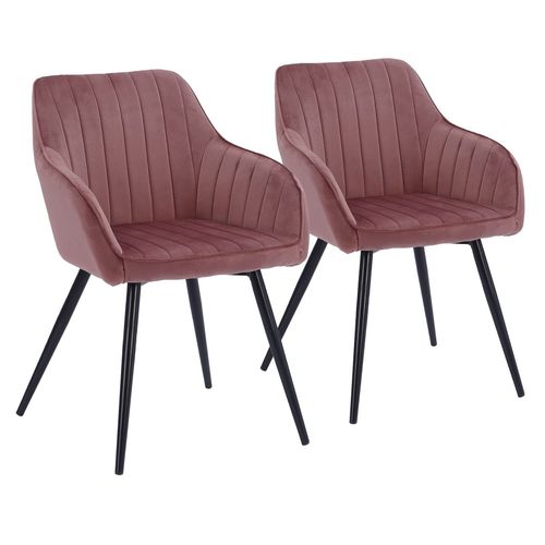 Lot De 2 Chaises En Velours Bertille Roses