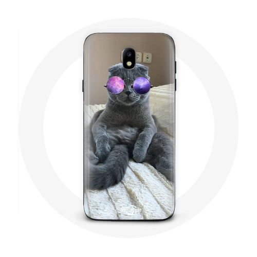 Coque Pour Samsung Galaxy J5 2017 Chat Lunettes Violettes Style