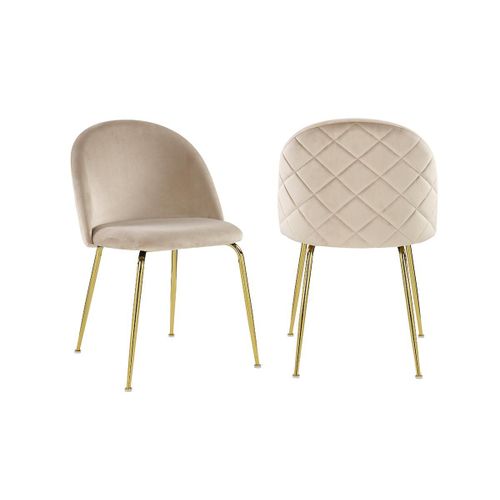Lot De 2 Chaises Melbourne - Velours Et Métal Doré - Beige