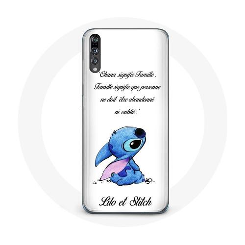 Coque Pour Huawei P20 Pro Lilo Et Stitch Ohana Citation Blanc