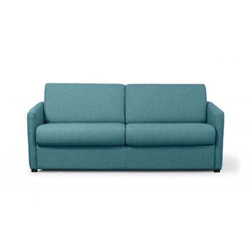 Canapé Convertible Express 3 Places Agathe En Tissu - Matelas Épaisseur 13cm - Bleu Canard, Dimensions Du Couchage - 140 X 190 Cm